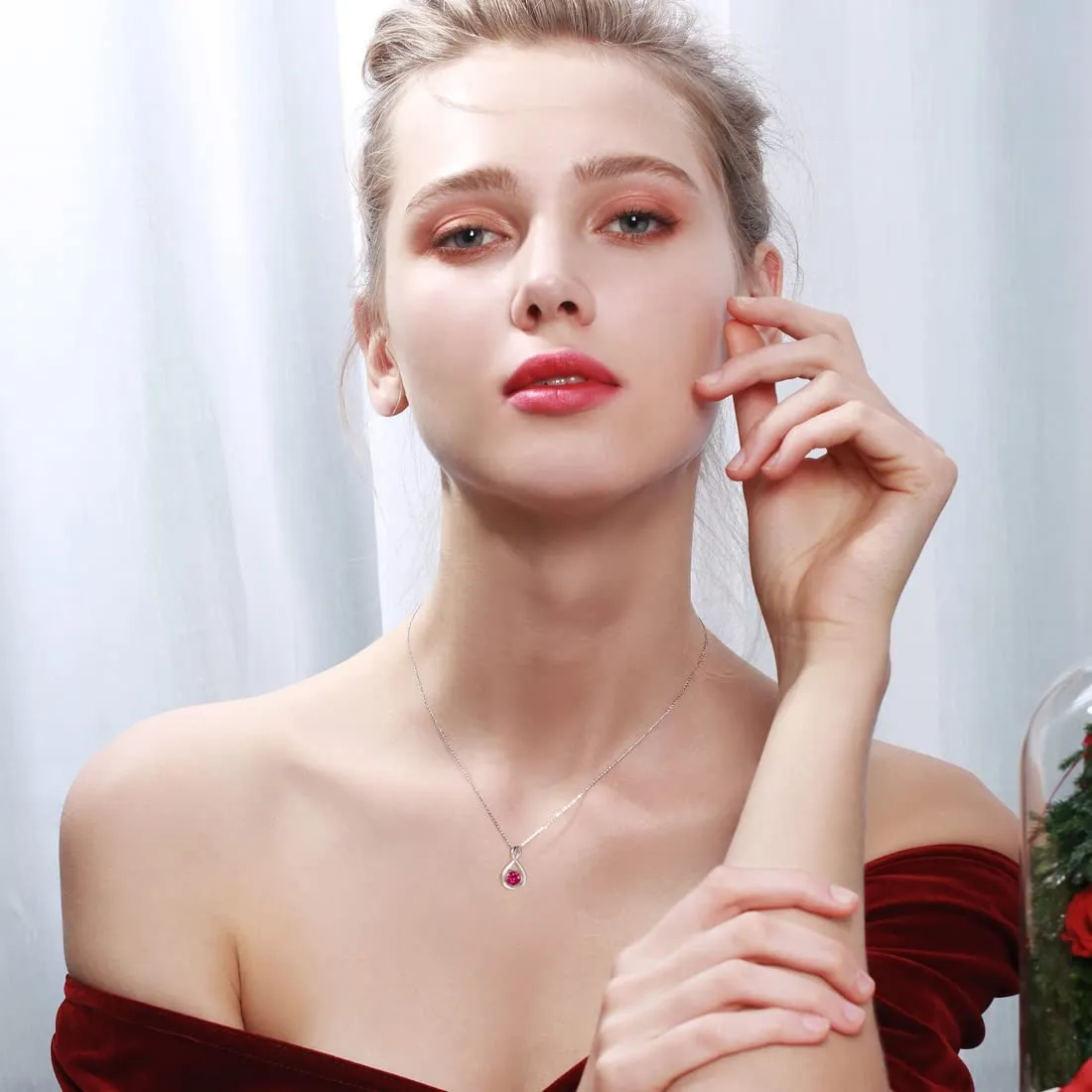 "Birthstone" July Gemstone 14K White Gold Necklace