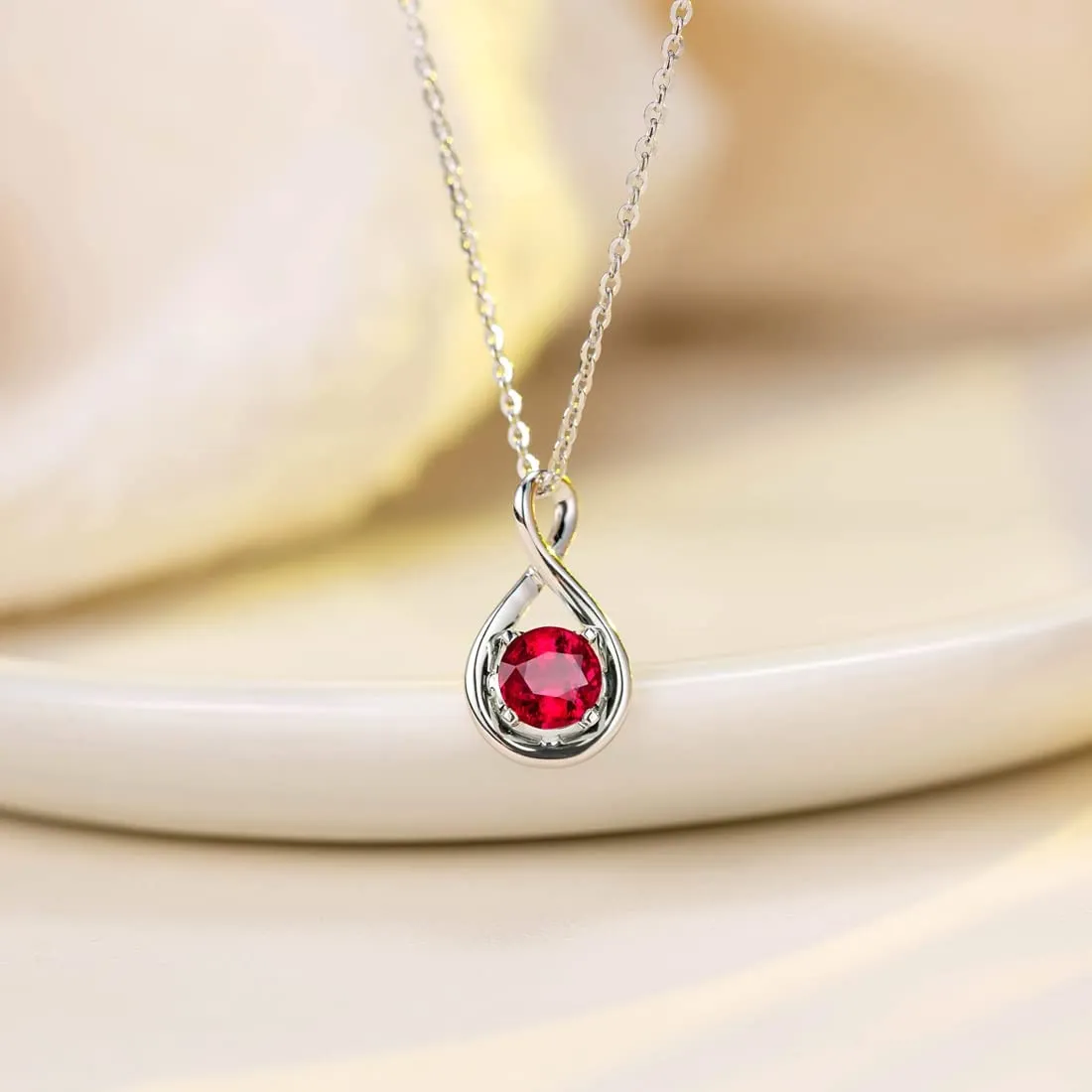 "Birthstone" July Gemstone 14K White Gold Necklace