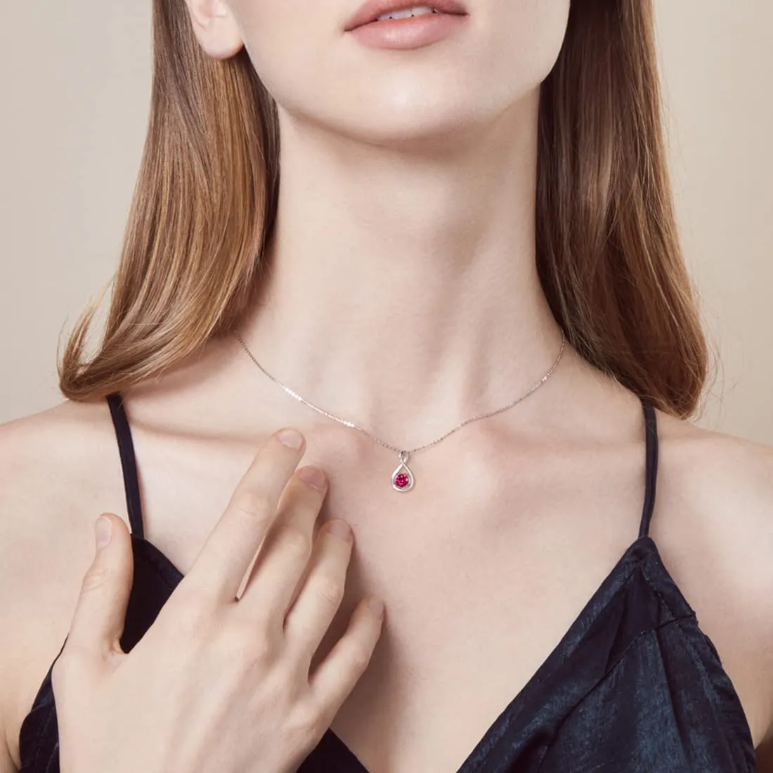 "Birthstone" July Gemstone 14K White Gold Necklace