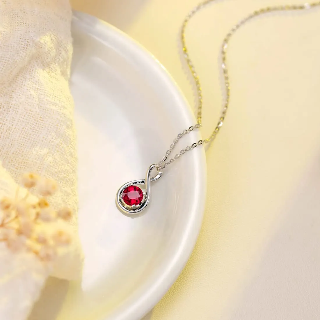 "Birthstone" July Gemstone 14K White Gold Necklace