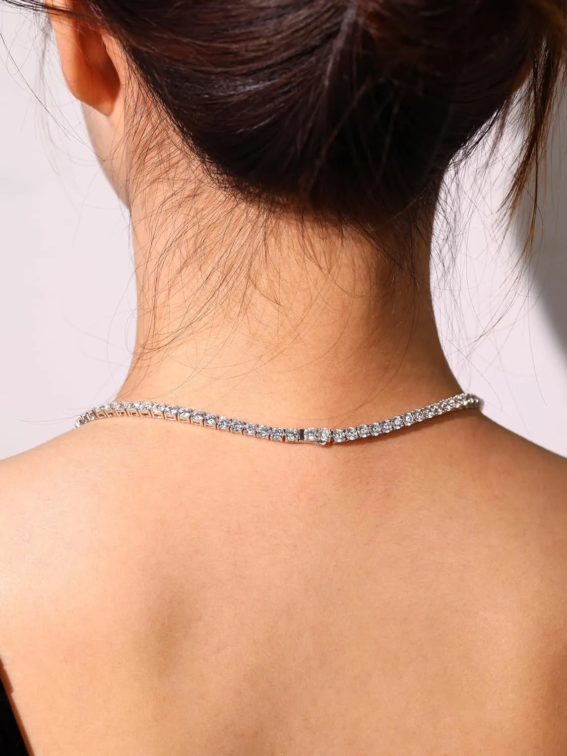 "Glamour Radiance" July Birthstone Fancy Cut Ruby Sterling Silver Tennis Necklace