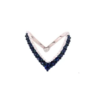 "V" Shaped Blue Sapphire Stack Ring