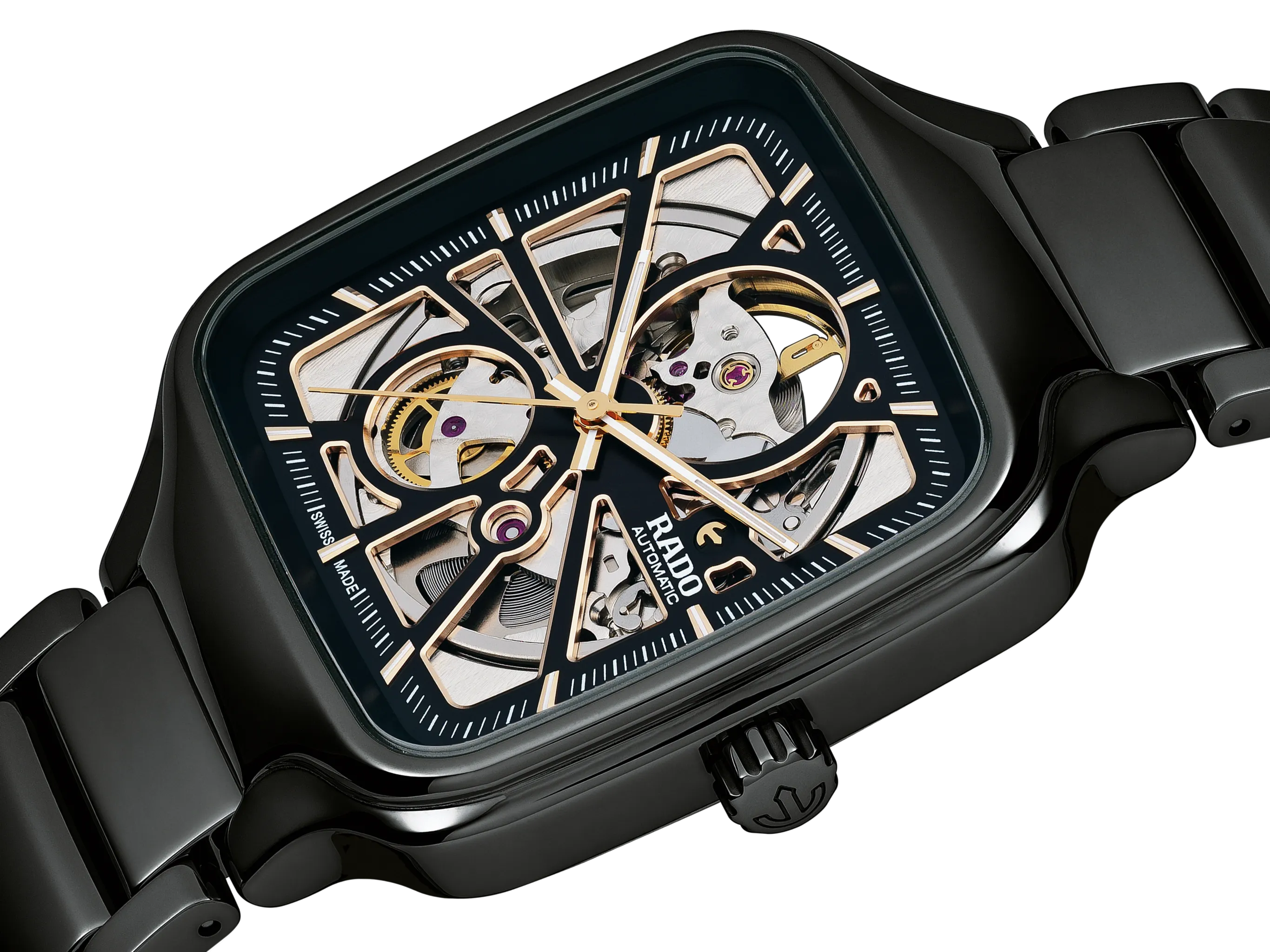 Rado True Square Automatic Open Heart Black Ceramic