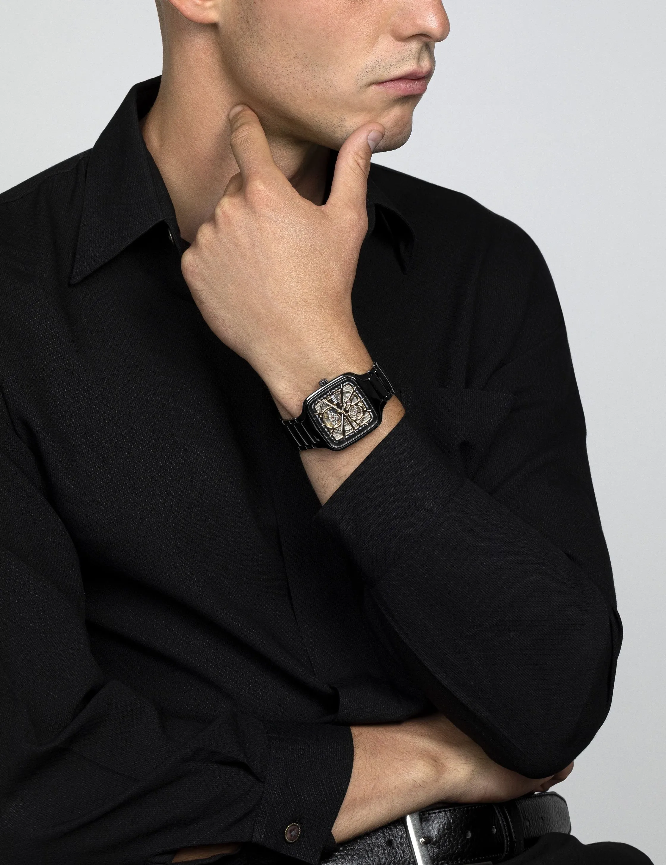 Rado True Square Automatic Open Heart Black Ceramic