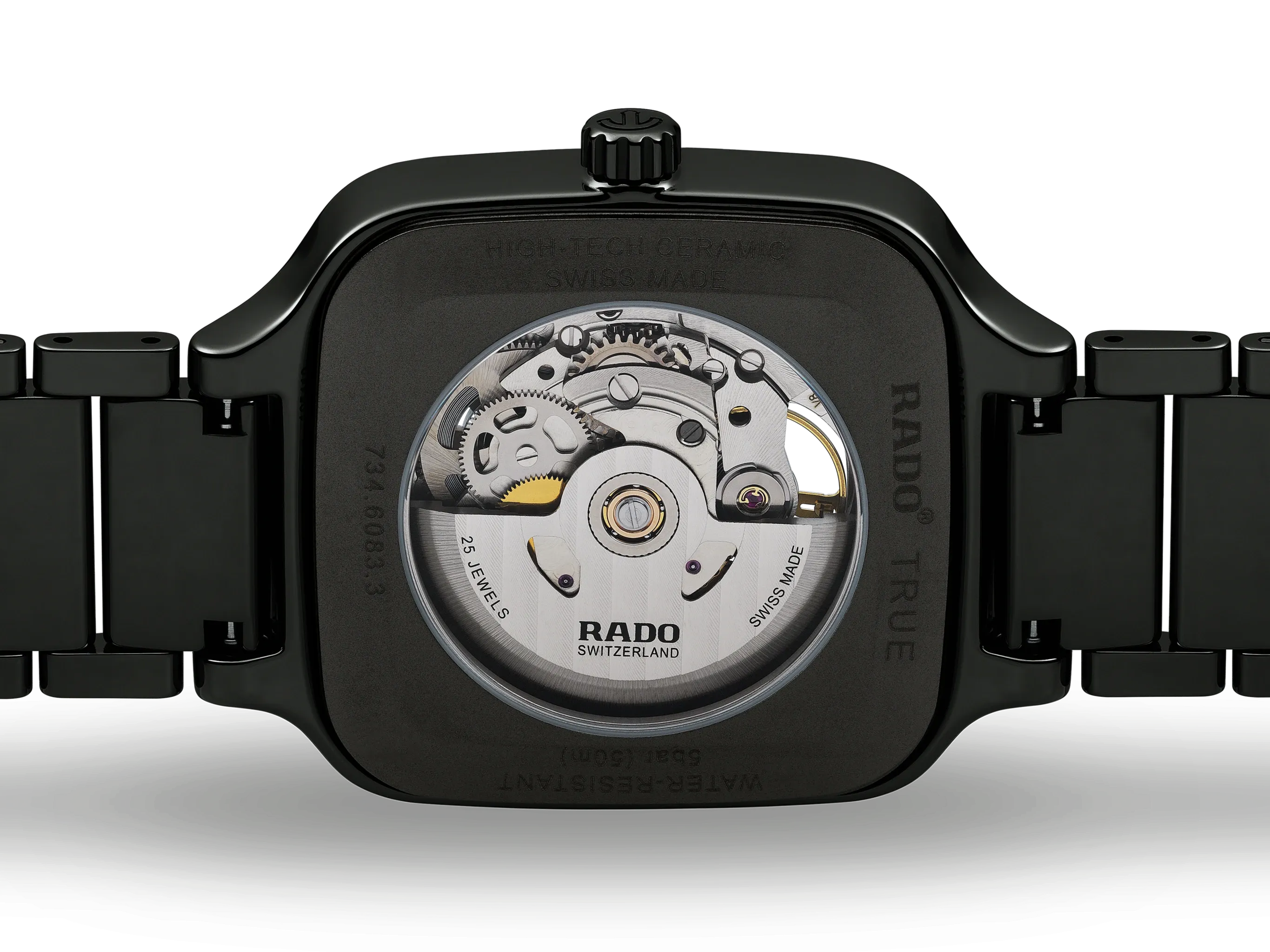Rado True Square Automatic Open Heart Black Ceramic