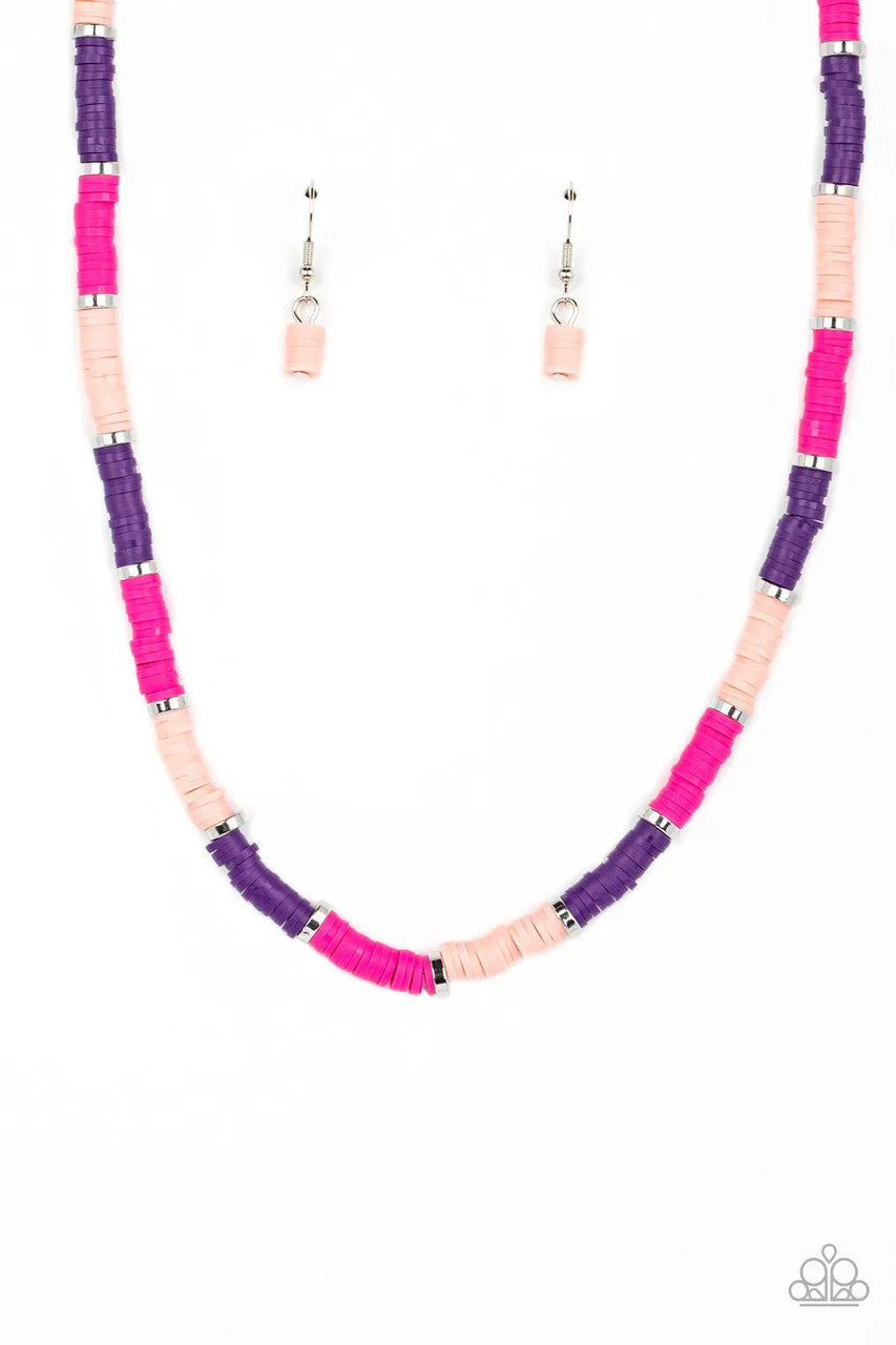 Rainbow Road - Pink - and Purple Band Paparazzi Short Necklace