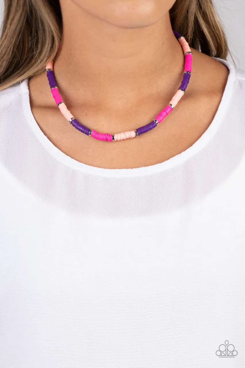 Rainbow Road - Pink - and Purple Band Paparazzi Short Necklace