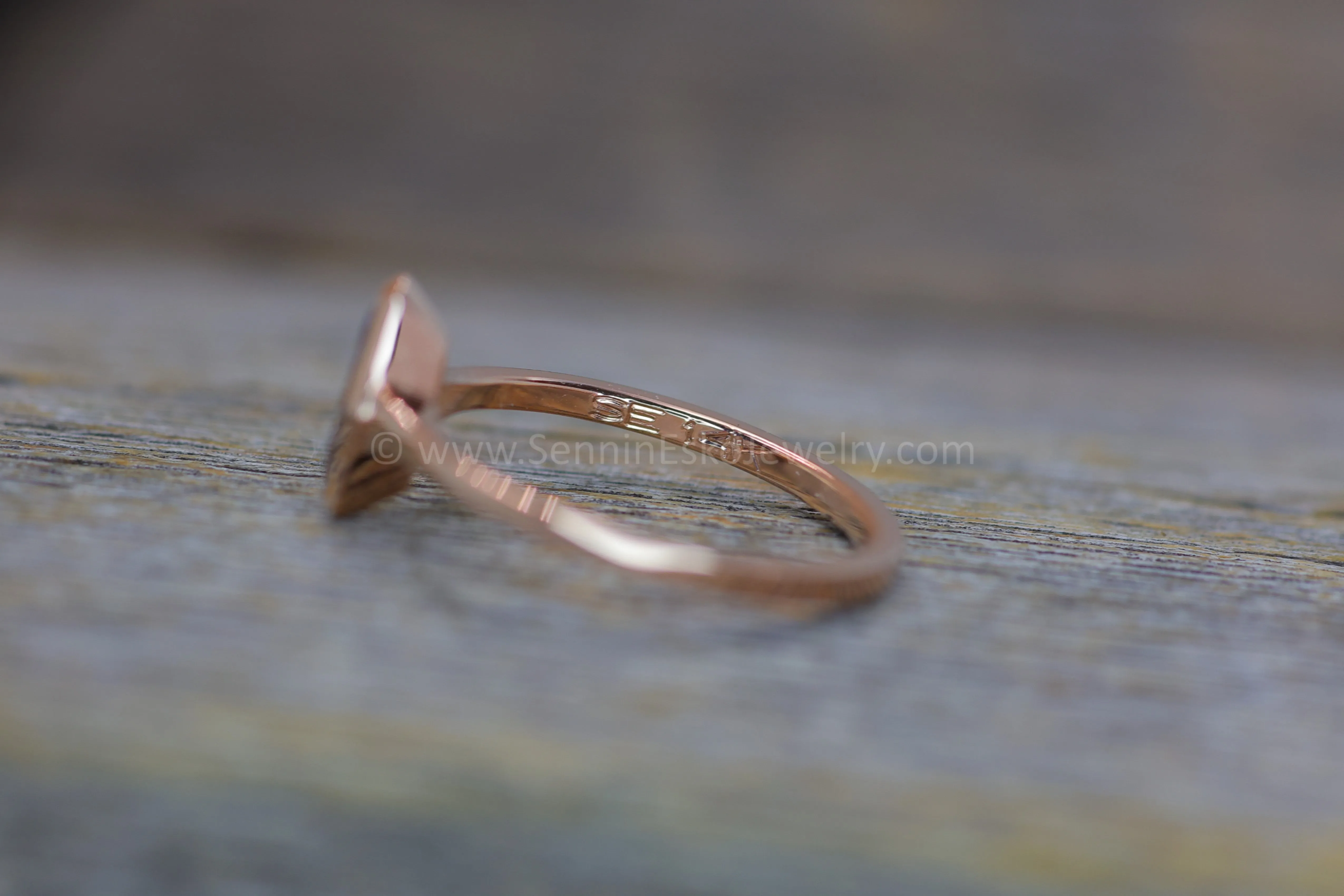 READY TO SHIP 0.44 Carat Blue Sapphire Rose Gold Bezel Ring - Size 6.5