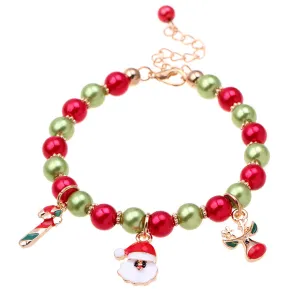 Red Acrylic & Enamel 18K Gold-Plated Christmas Charm Bracelet