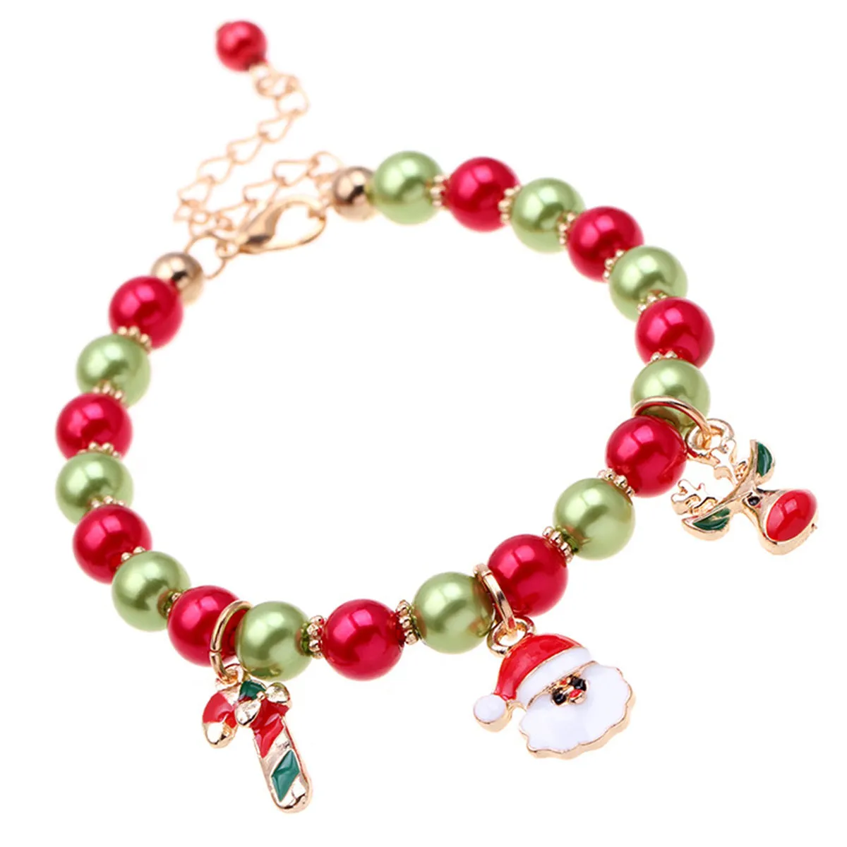 Red Acrylic & Enamel 18K Gold-Plated Christmas Charm Bracelet