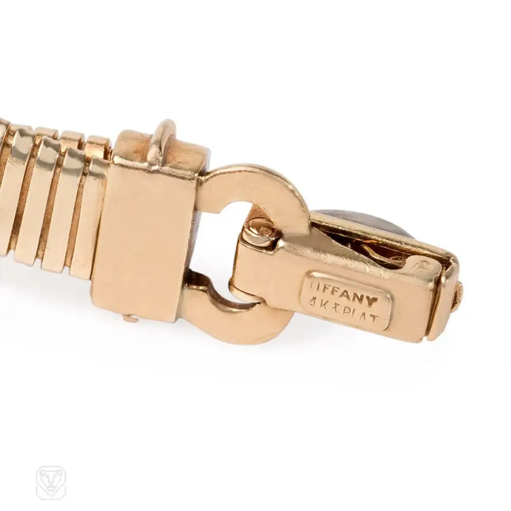 Retro gold and diamond gaspipe bracelet, Tiffany