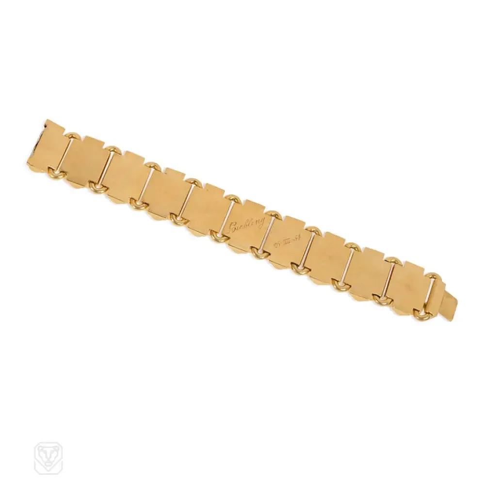 Retro gold and diamond scalloped bracelet
