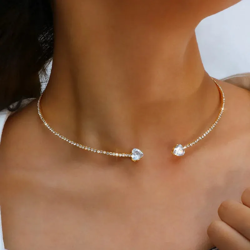 Rhinestone Heart Collar
