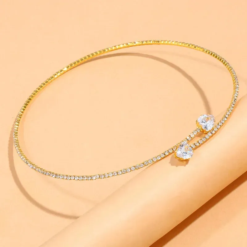 Rhinestone Heart Collar