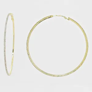 Rhinestone Hoop Earrings on Gold | 3.25" | 269230