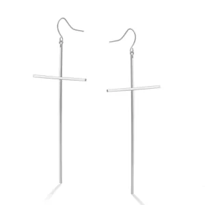RHODIUM CROSS EARRINGS #SWY-18063RHOD (FF10)