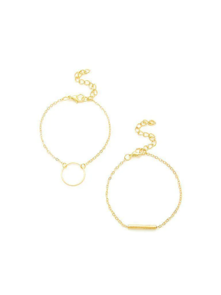 Ring & Bar Design Chain Bracelet