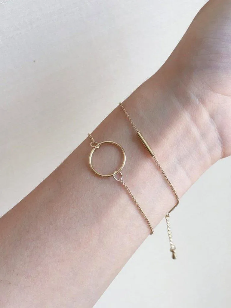 Ring & Bar Design Chain Bracelet