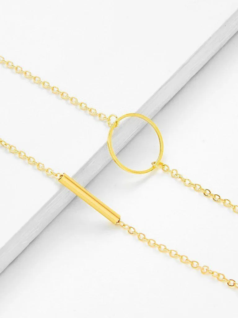 Ring & Bar Design Chain Bracelet