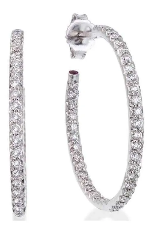 Roberto Coin Perfect Diamond Hoops 18k Gold Earrings 000602AWERX0