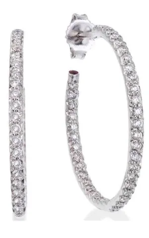Roberto Coin Perfect Diamond Hoops 18k Gold Earrings 000602AWERX0