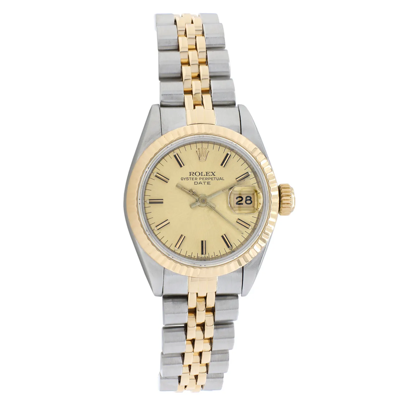 Rolex 18K Yellow Gold Stainless Steel Oyster Perpetual Date 69173