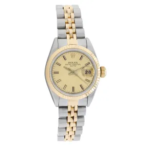 Rolex 18K Yellow Gold Stainless Steel Oyster Perpetual Date 69173