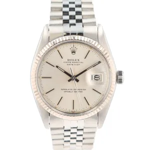 Rolex Datejust 16014 36mm Silver Index Dial Fluted Bezel Jubilee Band