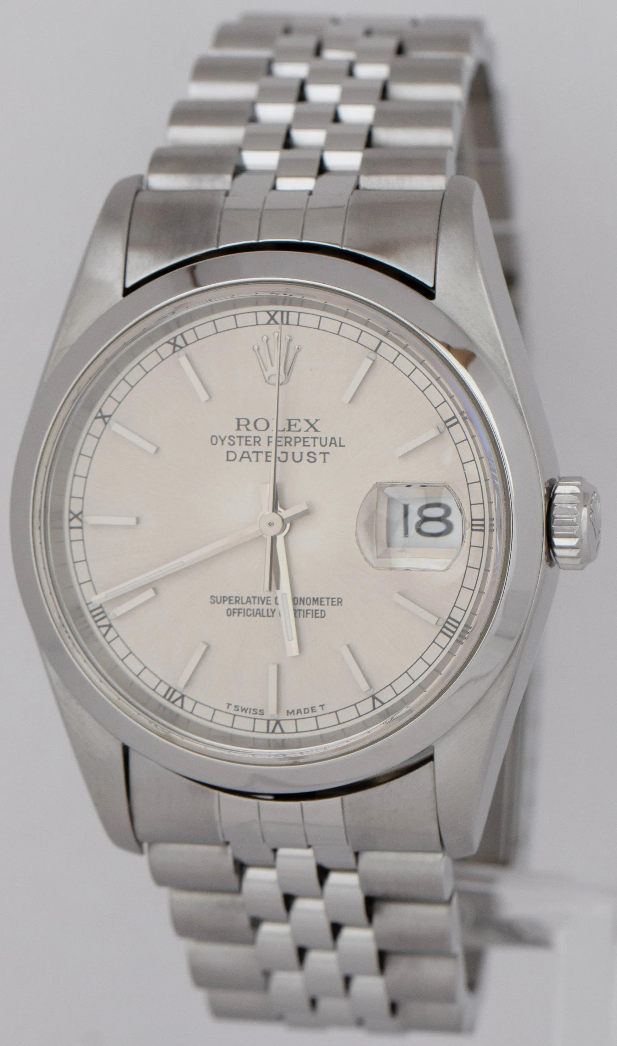Rolex DateJust Silver Dial Stainless Steel Automatic Jubilee 36mm 16200 Watch