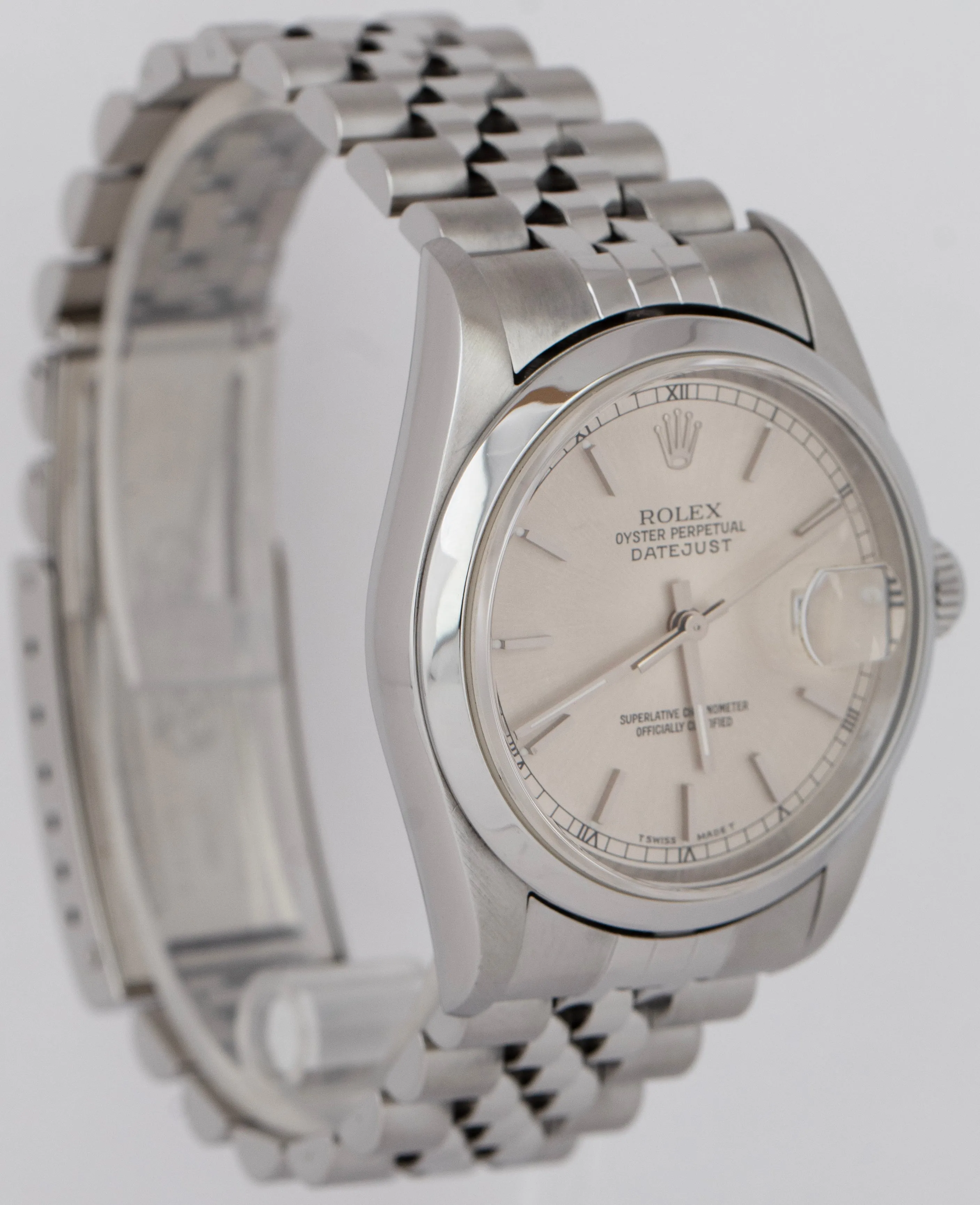 Rolex DateJust Silver Dial Stainless Steel Automatic Jubilee 36mm 16200 Watch