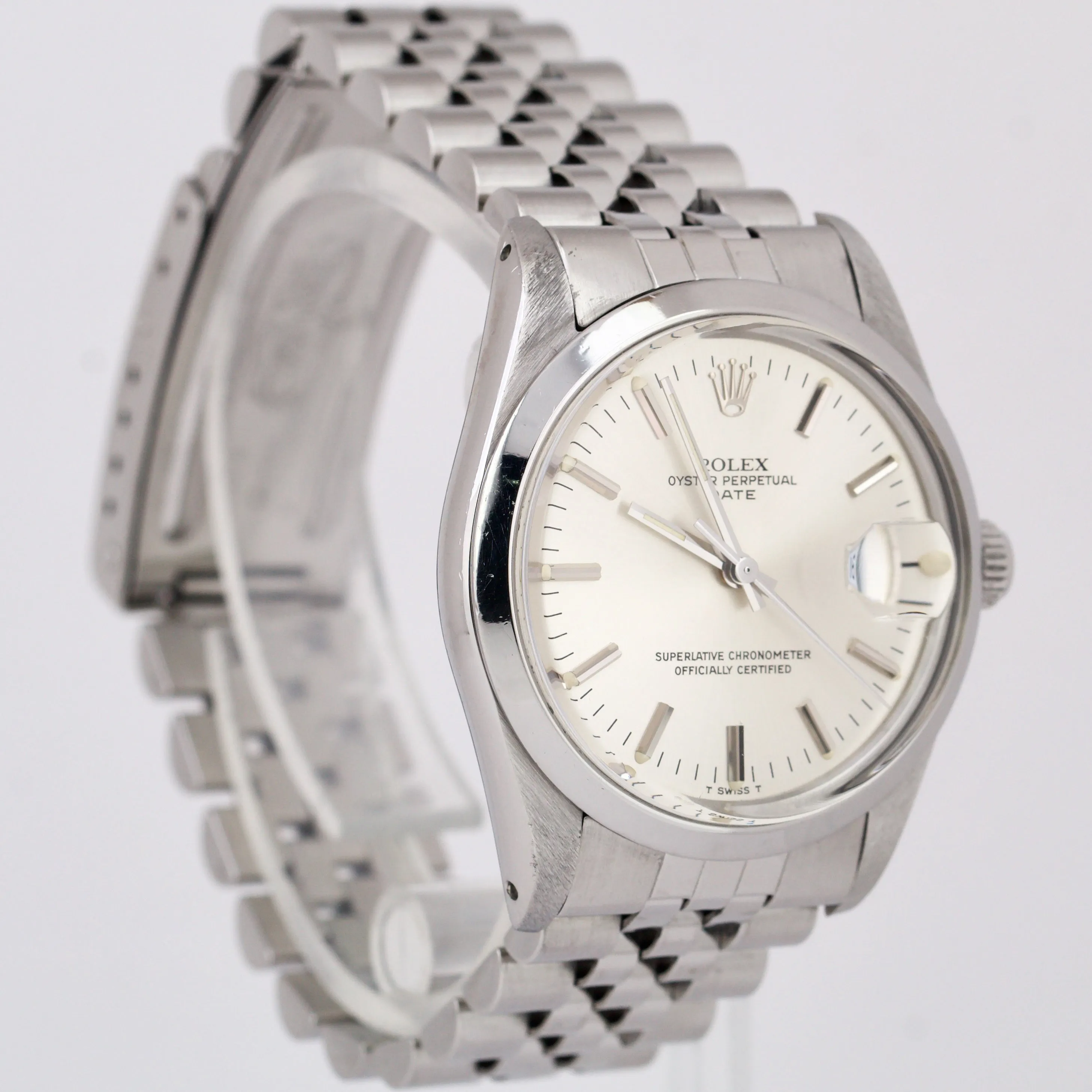 Rolex Oyster Perpetual Date SILVER 34mm Stainless Steel Automatic Jubilee 15000