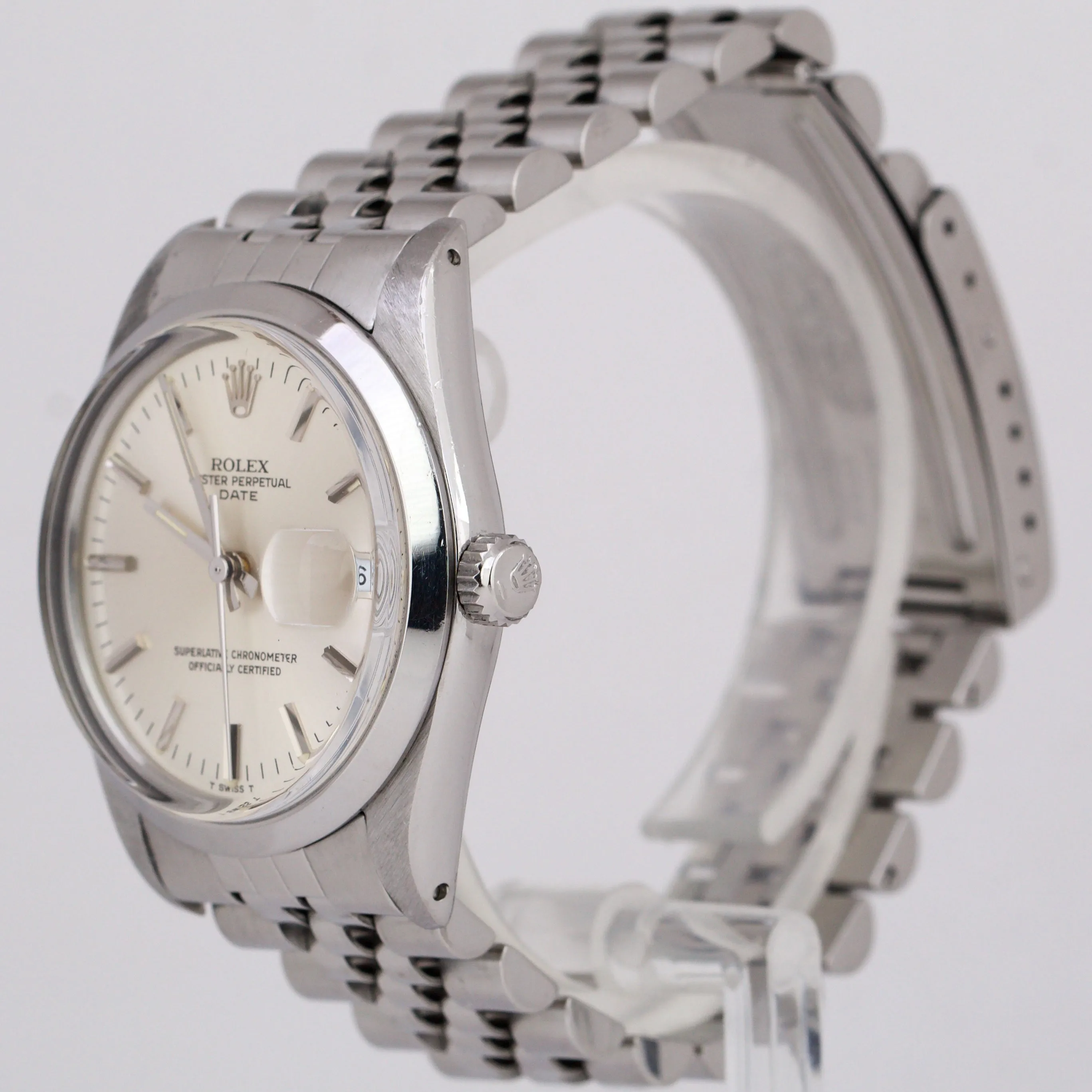 Rolex Oyster Perpetual Date SILVER 34mm Stainless Steel Automatic Jubilee 15000