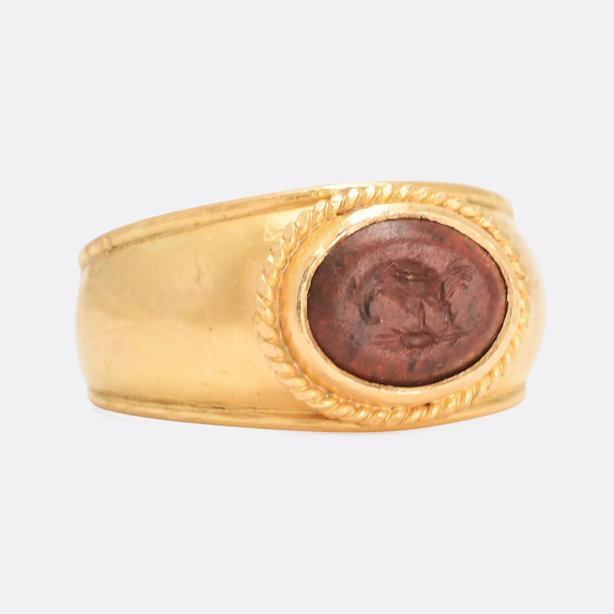 Roman Jasper Chicken Intaglio Signet Ring