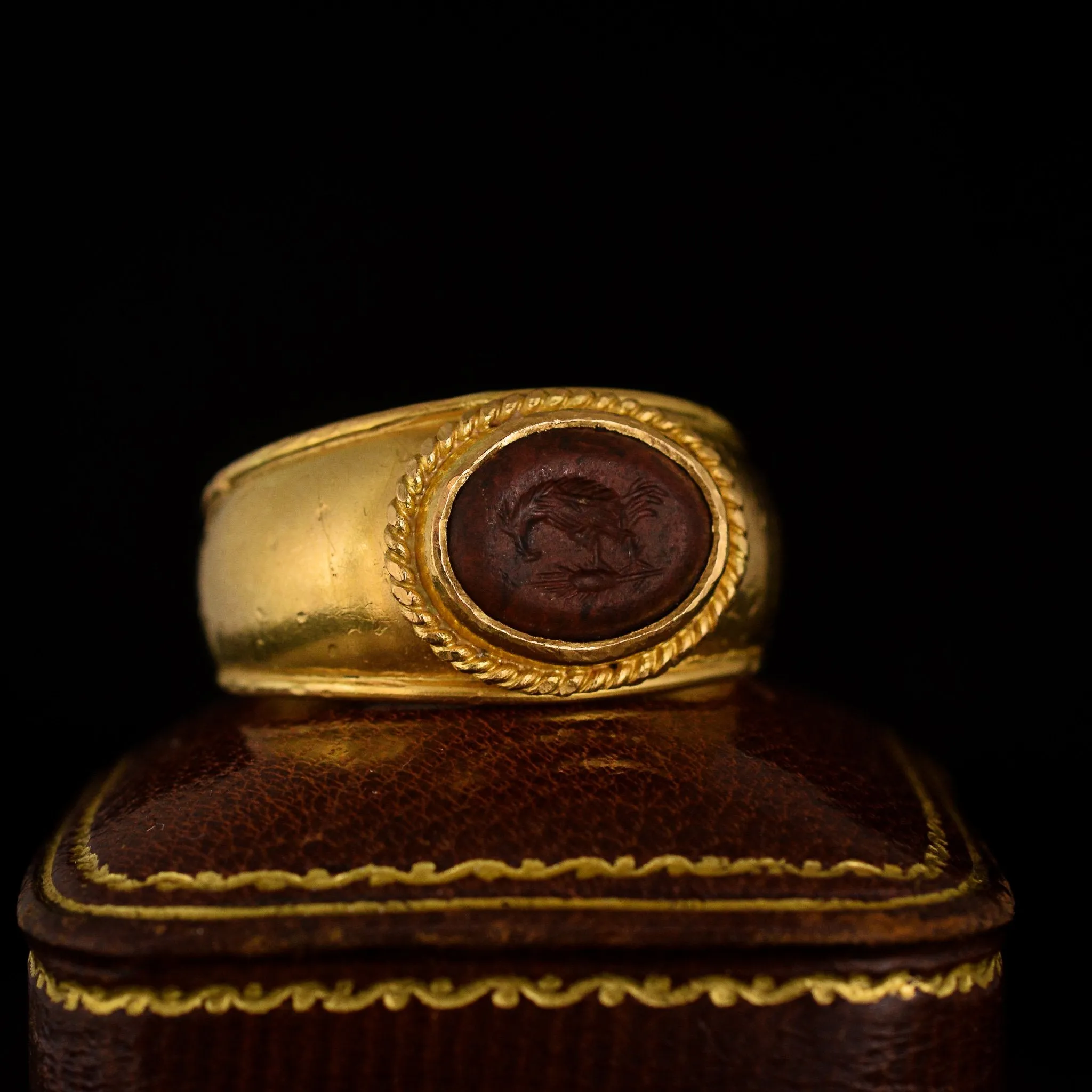 Roman Jasper Chicken Intaglio Signet Ring