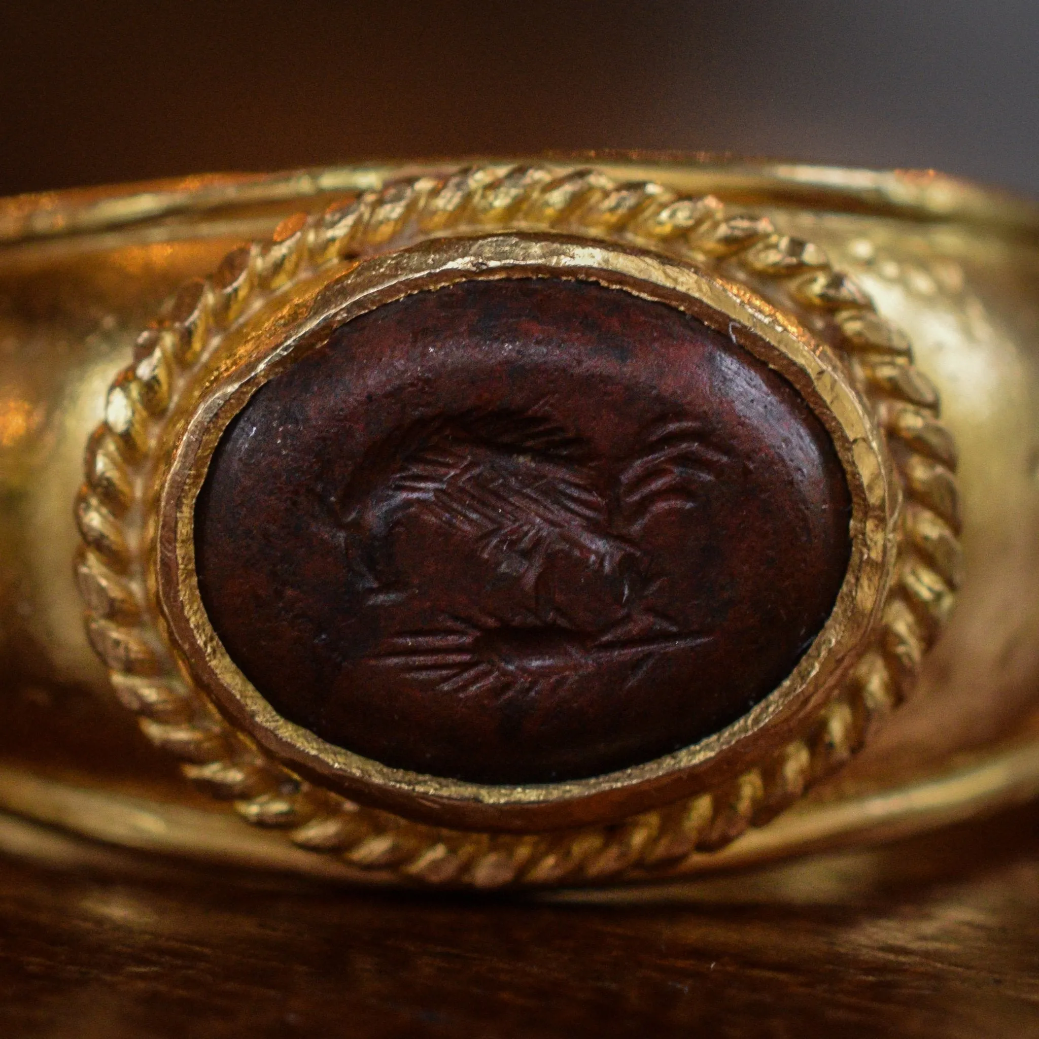 Roman Jasper Chicken Intaglio Signet Ring