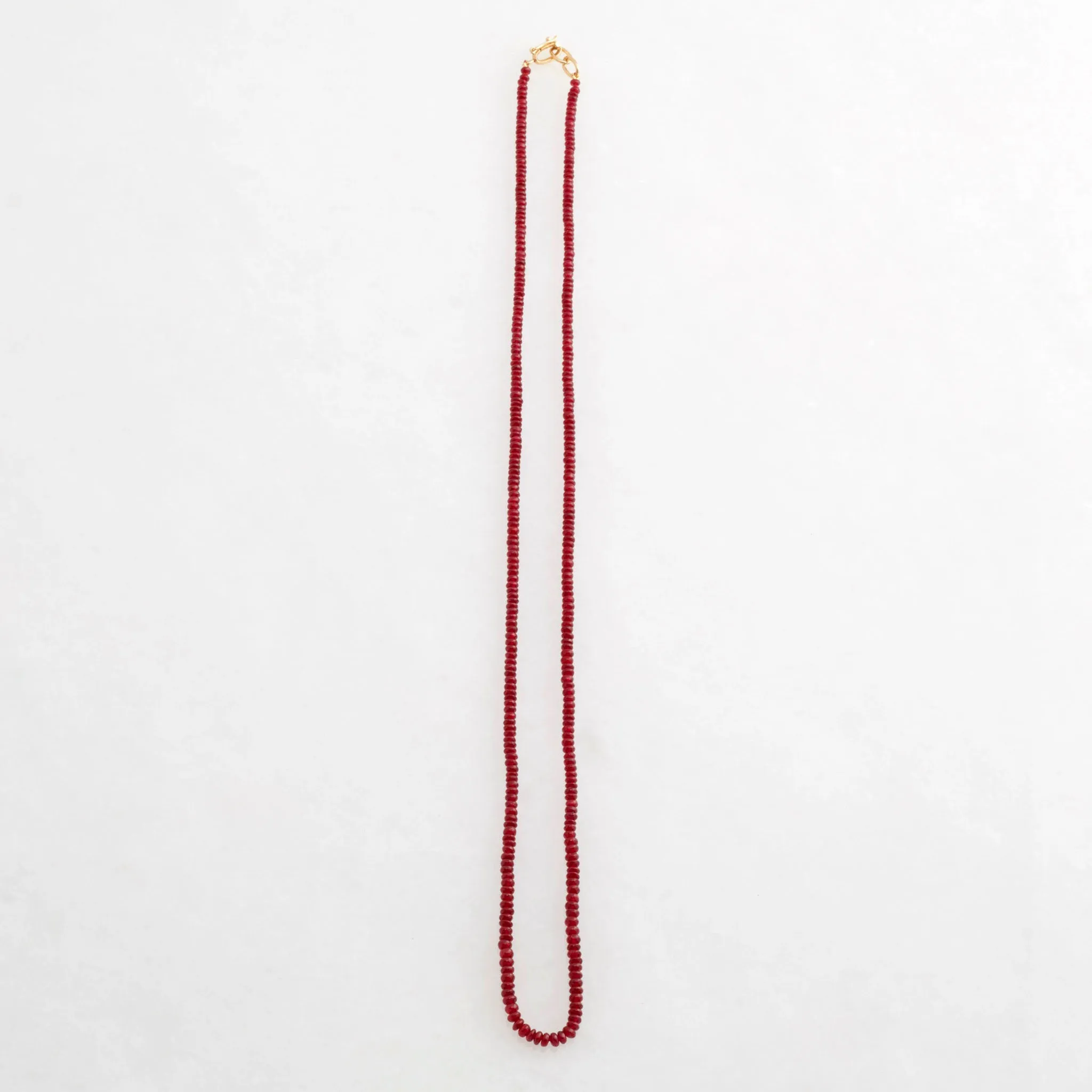 Rondelle Ruby Necklace 18K Yellow Gold, 25"