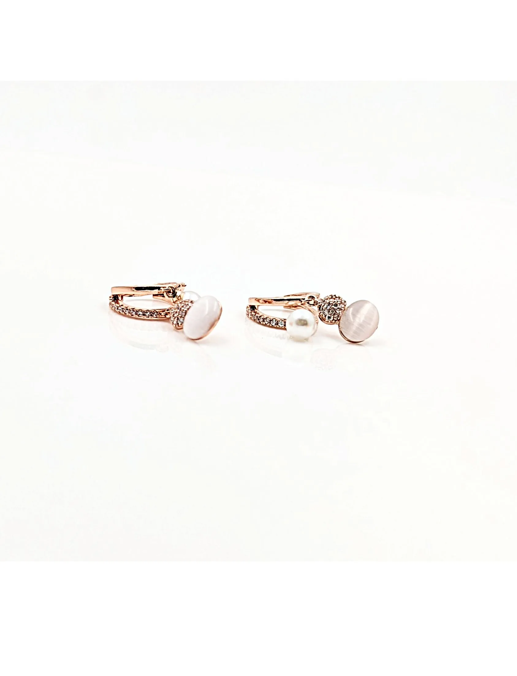 Rose Gold hoop earring stone Studded
