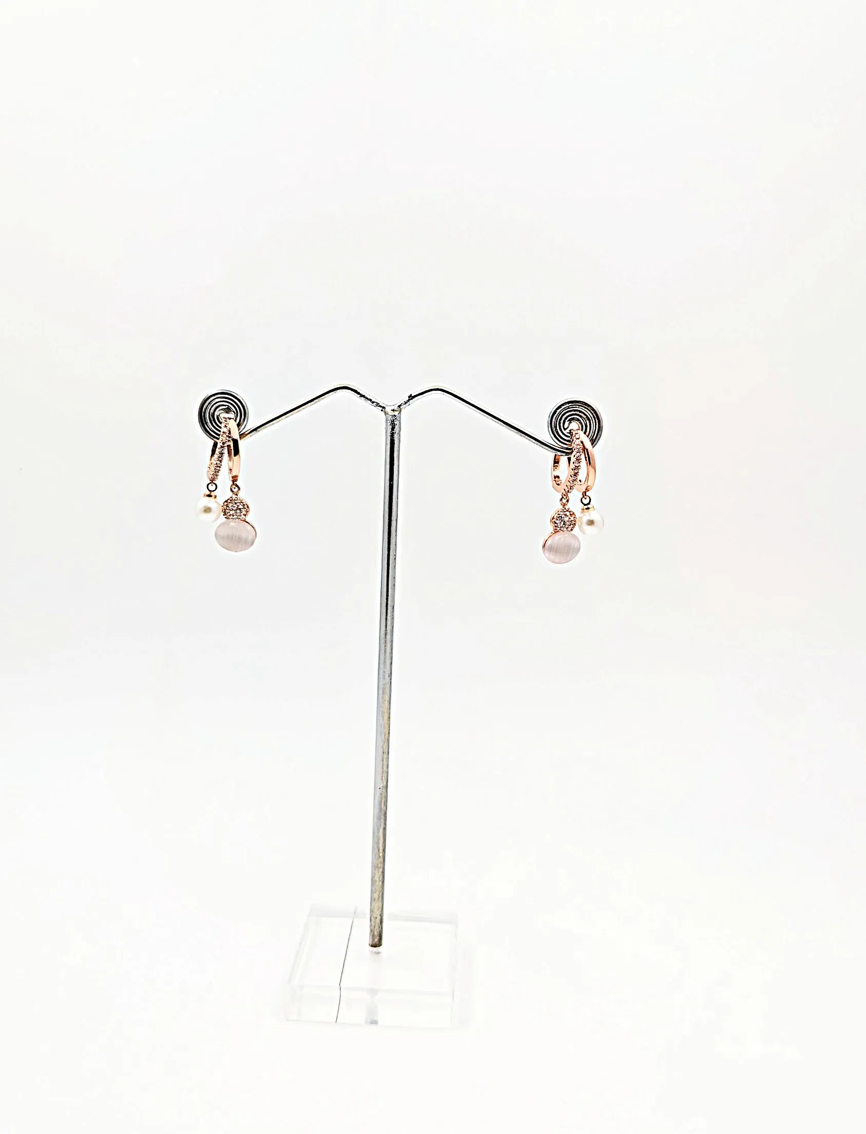 Rose Gold hoop earring stone Studded
