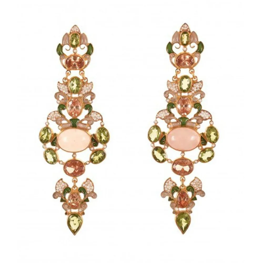 Rose Quartz Chandelier Earrings
