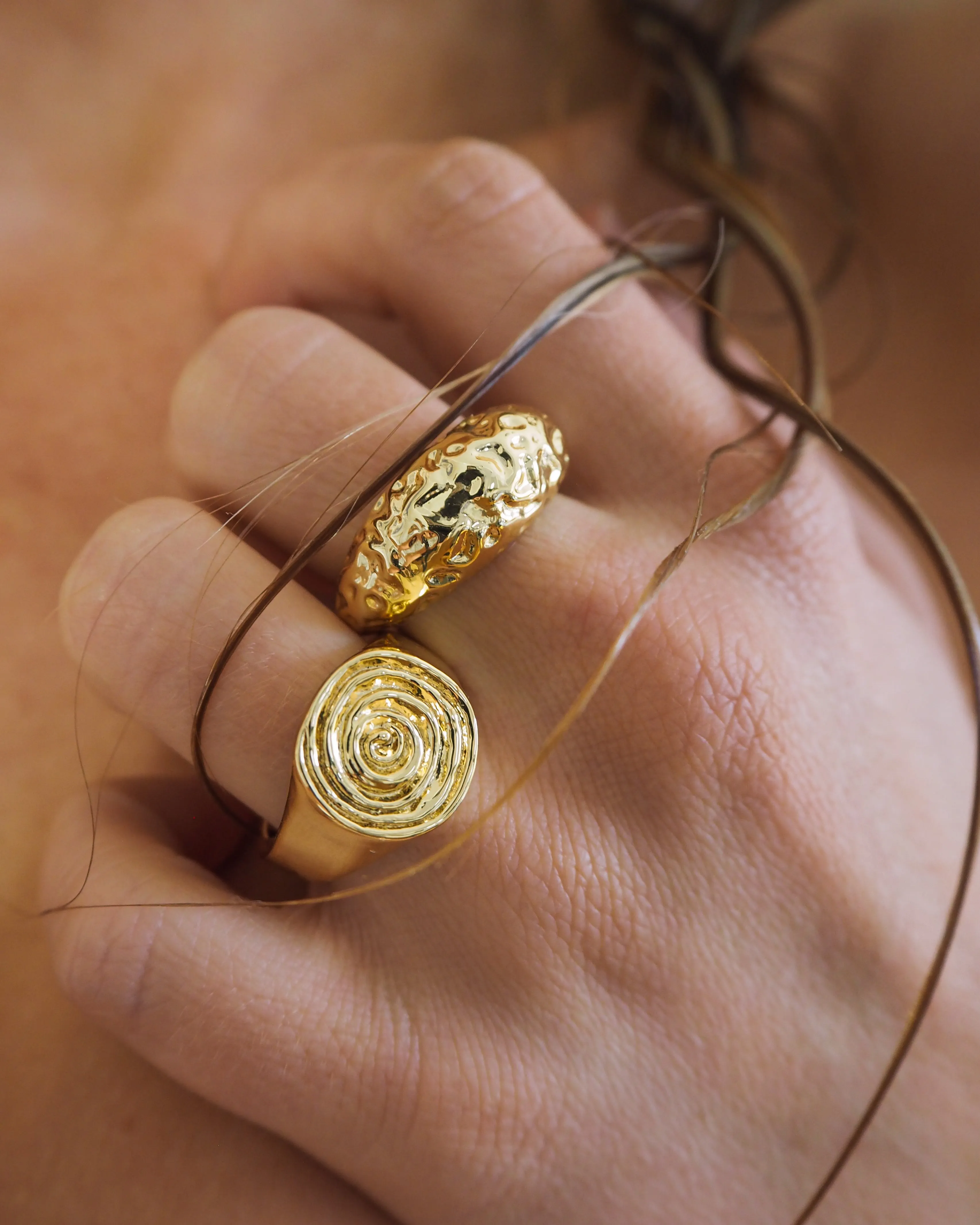 Rosette Coil Signet Ring- Silver
