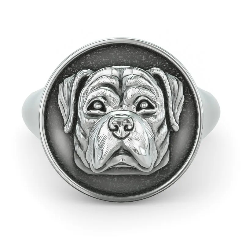 Rottweiler Classic Round Signet Ring