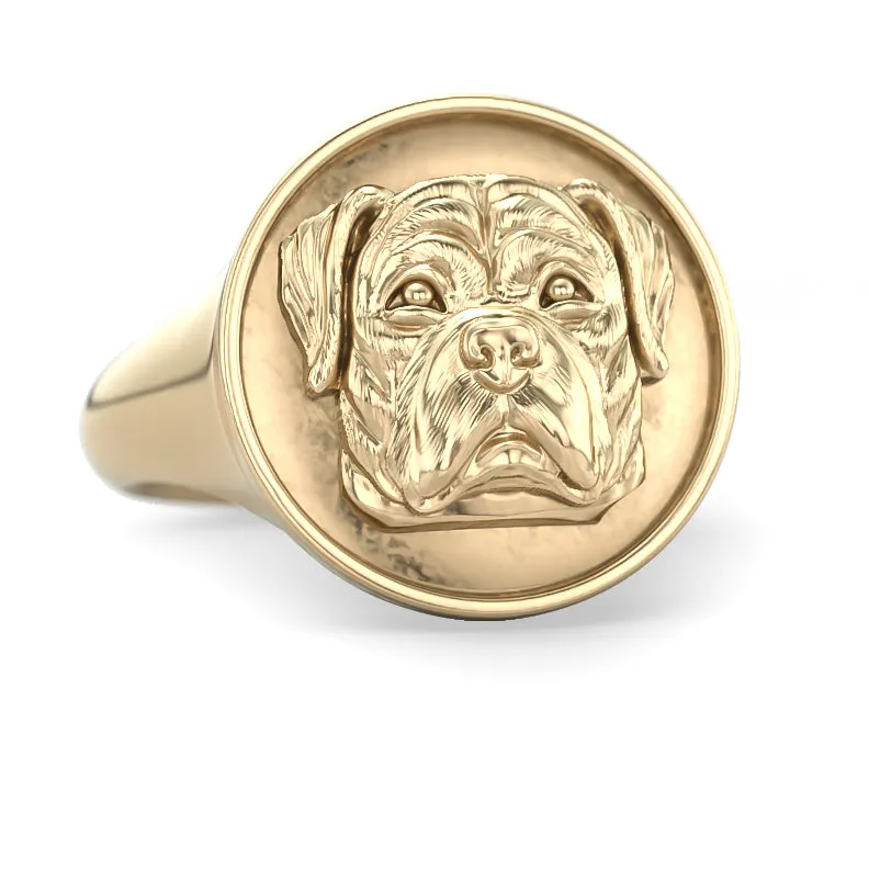 Rottweiler Classic Round Signet Ring