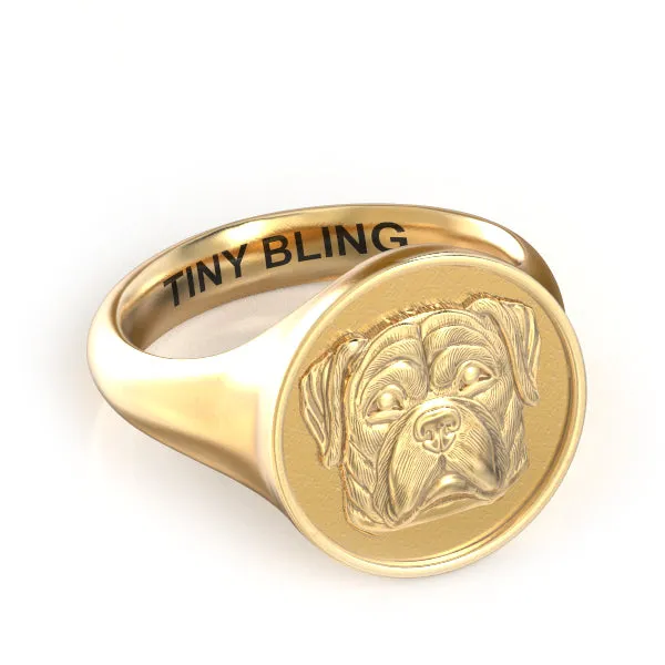Rottweiler Classic Round Signet Ring
