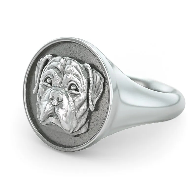 Rottweiler Classic Round Signet Ring