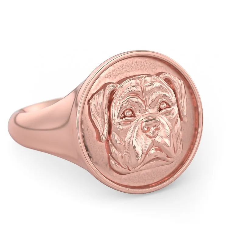 Rottweiler Classic Round Signet Ring