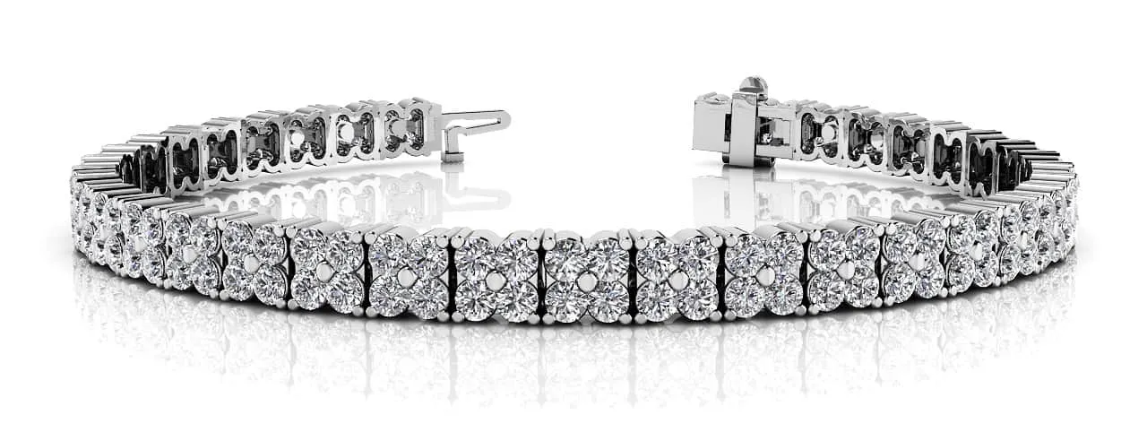 Round Diamond Blossom Tennis Lab-Grown Diamond Bracelet with 2.58 ct.(finished) 1.5mm