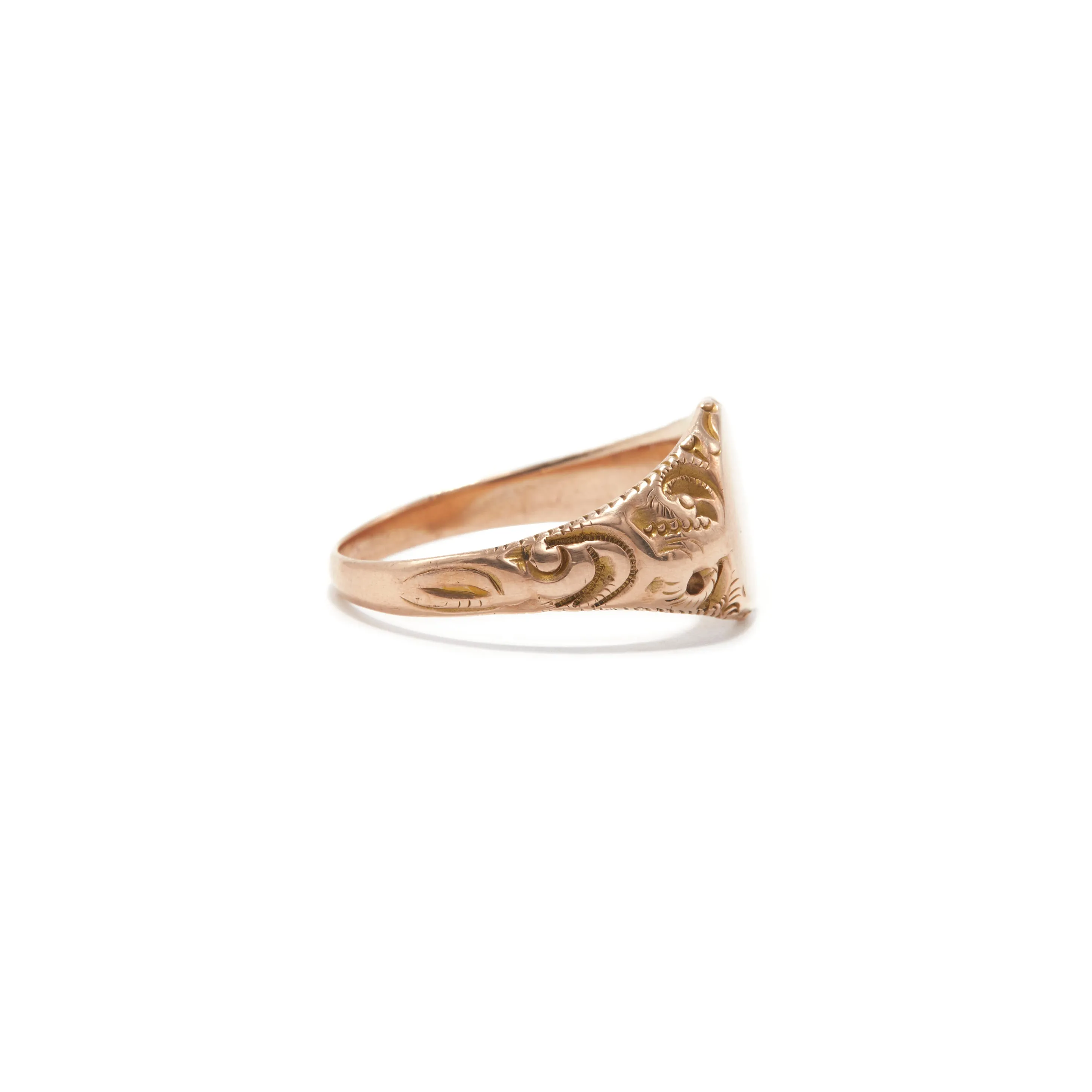 Round Engraved Signet Ring