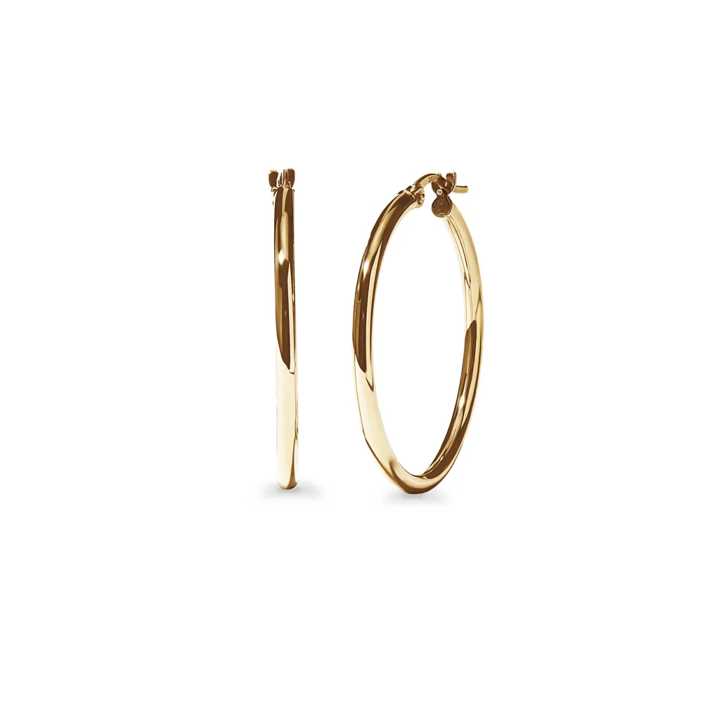 Round Polished Hoop Earrings in 9ct Yellow Gold