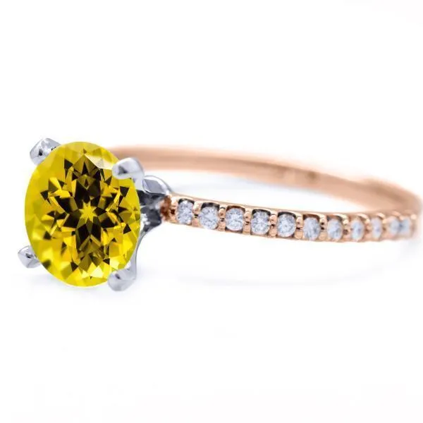 Round Yellow Sapphire 4 Prongs Diamond Accent Ice Solitaire Ring