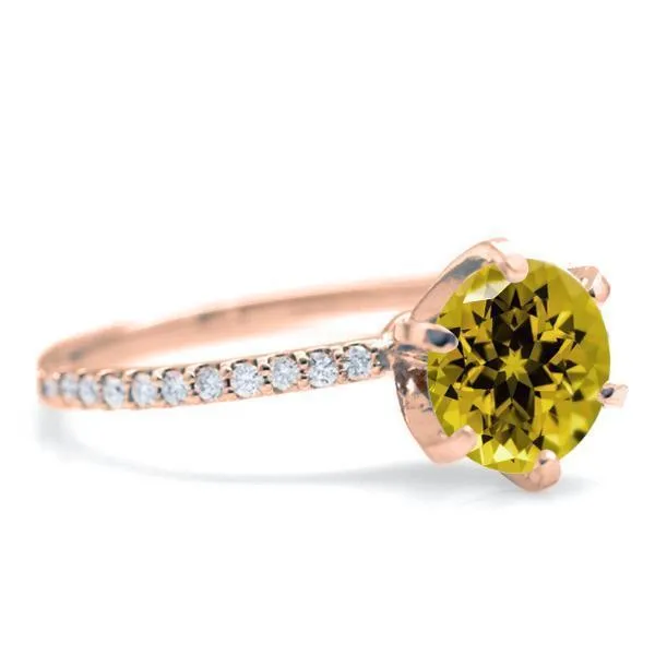 Round Yellow Sapphire 4 Prongs Diamond Accent Ice Solitaire Ring